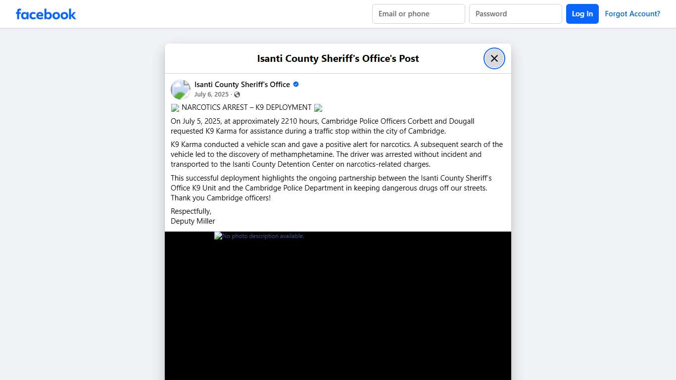 🚨 NARCOTICS ARREST – K9... - Isanti County Sheriff's Office Facebook