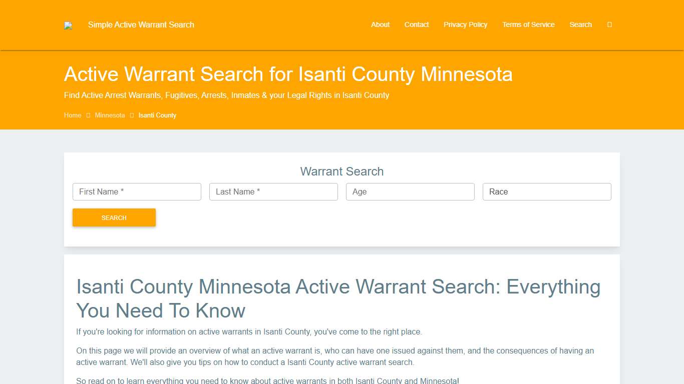 Active Warrant Search in Isanti County Minnesota - Outstanding Warrants